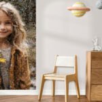 Scandinavian kids play room with wooden furniture