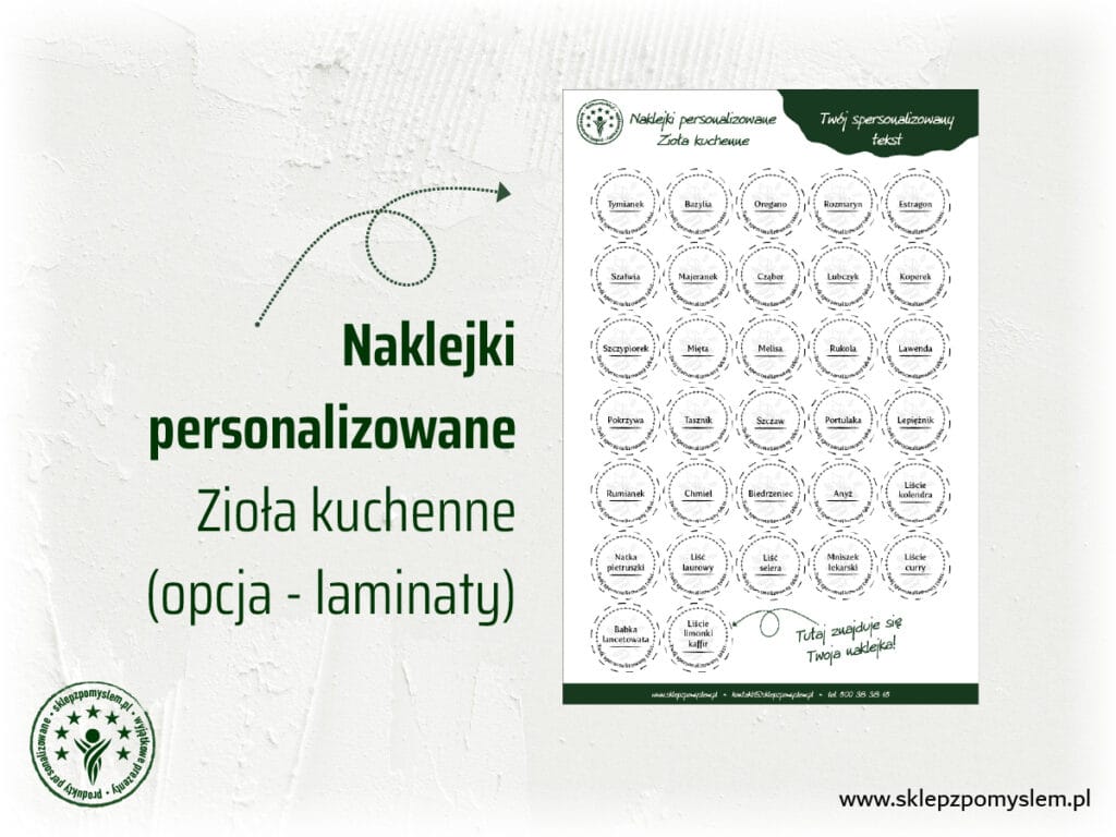 Naklejki personalizowane - Zioła kuchenne 1